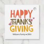 Niedliches buntes Glück Erntedankfest Personalisie Geschenkanhänger (Rückseite)