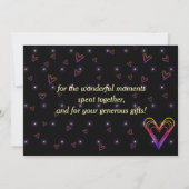 niedliches, buntes Herz Dankeskarte (Rückseite)