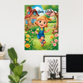 Niedliches buntes Joyful Garden Girl Poster (Heimbüro)