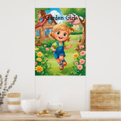 Niedliches buntes Joyful Garden Girl Poster (Küche)