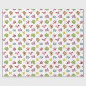 Niedliches buntes kleines Monster-Muster Geschenkpapier (Flach)