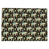 Niedliches buntes Muster der indischen Elefanten Große Geschenktüte (Rückseite)