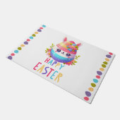 Niedliches, buntes Ostereier-Hasen-Serviertablett Fußmatte (Schrägansicht)