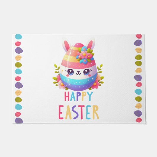 Niedliches, buntes Ostereier-Hasen-Serviertablett Fußmatte (Vorderseite)