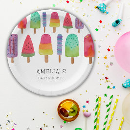 Niedliches buntes Popsicle Baby Dusche Party Pappteller