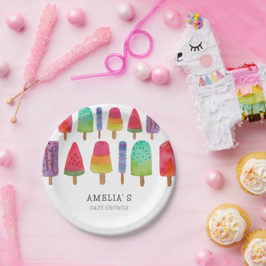 Niedliches buntes Popsicle Baby Dusche Party Pappteller (Party)