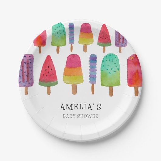 Niedliches buntes Popsicle Baby Dusche Party Pappteller (Vorderseite)