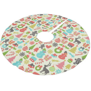 Niedliches buntes Retro Weihnachten Polyester Weihnachtsbaumdecke
