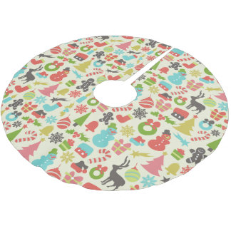 Niedliches buntes Retro Weihnachten Polyester Weihnachtsbaumdecke