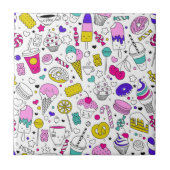 Niedliches, buntes, süßes Muster Fliese (Vorderseite)