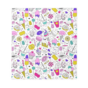 Niedliches, buntes, süßes Muster Notizblock