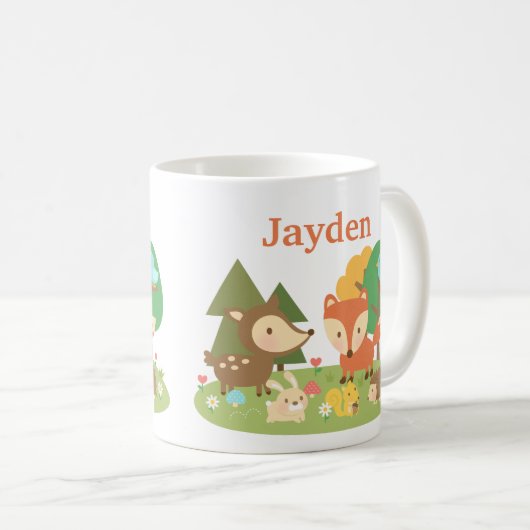 Niedliches buntes Waldtier für Kinder Kaffeetasse (VorderseiteRechts)
