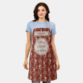 Niedliches Burgund Gold Vintage Blüte Schürze (Getragen)