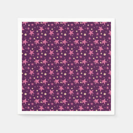 Niedliches Burgundy Pink Star Space Girl Party Serviette