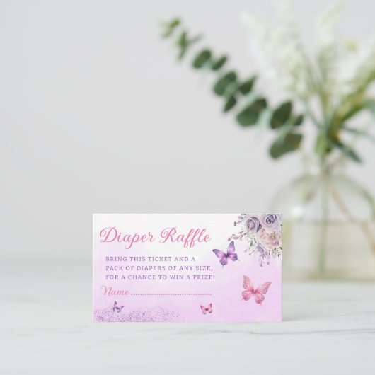 Niedliches Butterfly-Baby-Duschkabine-Windeln-Raff Begleitkarte (Stehend Vorderseite)