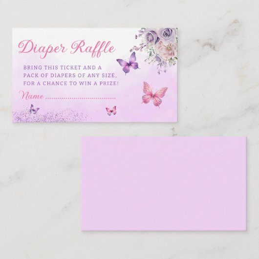 Niedliches Butterfly-Baby-Duschkabine-Windeln-Raff Begleitkarte (Vorne/Hinten)