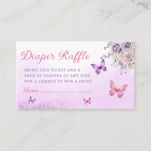 Niedliches Butterfly-Baby-Duschkabine-Windeln-Raff Begleitkarte (Vorderseite)