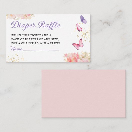 Niedliches Butterfly-Baby-Duschkabine-Windeln-Raff Begleitkarte (Vorne/Hinten)