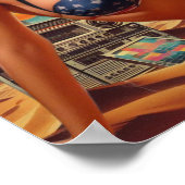 Niedliches Button des Retrofuturismus Poster (Ecke)