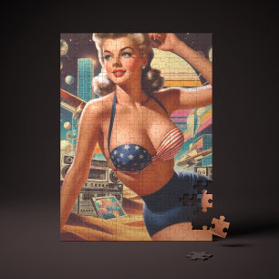 Niedliches Button des Retrofuturismus Puzzle