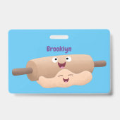 Niedliches Button und Teig Backwaren Cartoon Ausweis (Rückseite)