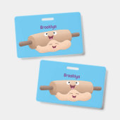 Niedliches Button und Teig Backwaren Cartoon Ausweis (Vorder- & Rückseite)