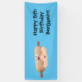 Niedliches Button und Teig Backwaren Cartoon Banner (Vertikal)