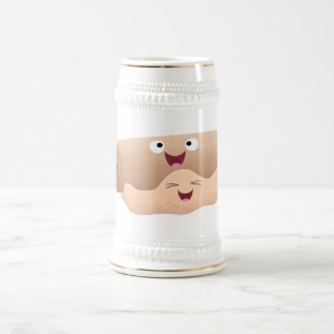 Niedliches Button und Teig Backwaren Cartoon Bierglas