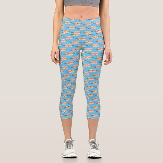 Niedliches Button und Teig Backwaren Cartoon Capri Leggings (Vorderseite)
