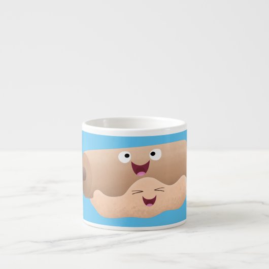 Niedliches Button und Teig Backwaren Cartoon Espressotasse (Vorderseite)
