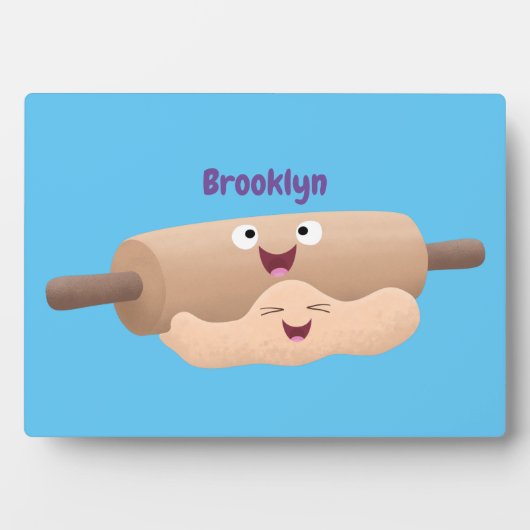 Niedliches Button und Teig Backwaren Cartoon Fotoplatte (Vorderseite)