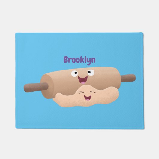 Niedliches Button und Teig Backwaren Cartoon Fußmatte (Vorderseite)