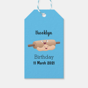 Niedliches Button und Teig Backwaren Cartoon Geschenkanhänger