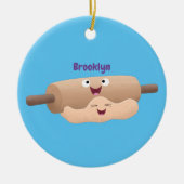 Niedliches Button und Teig Backwaren Cartoon Keramik Ornament (Vorne)