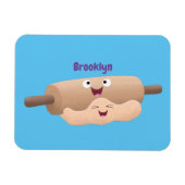 Niedliches Button und Teig Backwaren Cartoon Magnet (Horizontal)