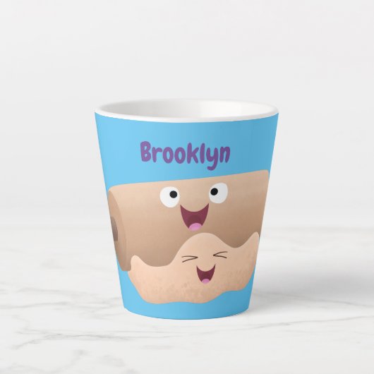 Niedliches Button und Teig Backwaren Cartoon Milchtasse (Vorderseite)