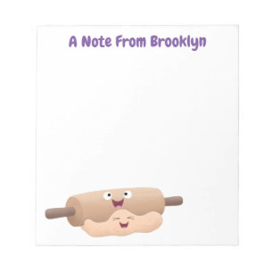 Niedliches Button und Teig Backwaren Cartoon Notizblock