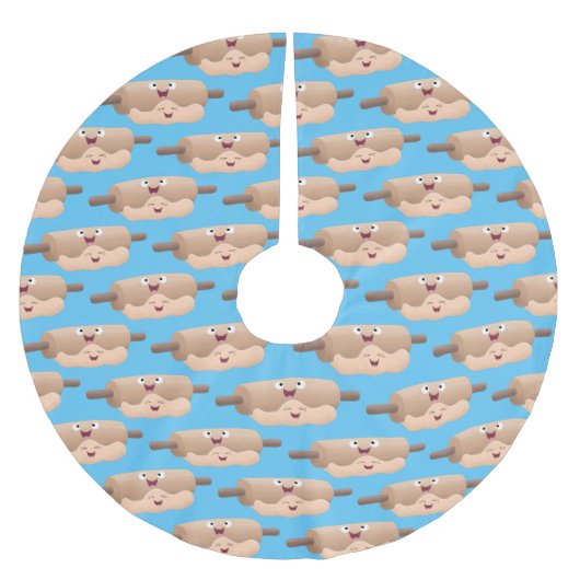 Niedliches Button und Teig Backwaren Cartoon Polyester Weihnachtsbaumdecke (Vorderseite)