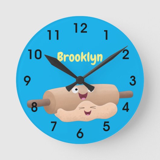 Niedliches Button und Teig Backwaren Cartoon Runde Wanduhr (Vorderseite)