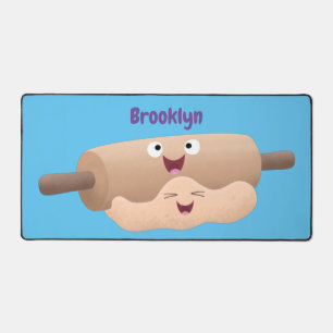 Niedliches Button und Teig Backwaren Cartoon Schreibtischunterlage