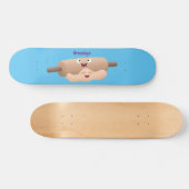 Niedliches Button und Teig Backwaren Cartoon Skateboard (Horizontal)