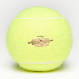 Niedliches Button und Teig Backwaren Cartoon Tennisbälle