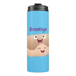 Niedliches Button und Teig Backwaren Cartoon Thermosbecher