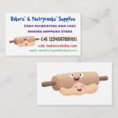 Niedliches Button und Teig Backwaren Cartoon Visitenkarte (Vorne/Hinten)