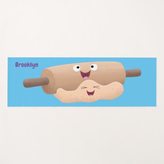 Niedliches Button und Teig Backwaren Cartoon Yogamatte (Vorderseite (Horizontal))