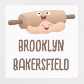 Niedliches Button und Teig Cartoon personalisiert Etiketten (Design 1)