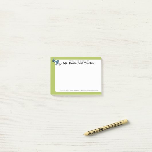 Niedliches Button vom Schreibtisch des Lehrers Post-it Klebezettel (Auf Schreibtisch)