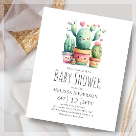 Niedliches Cactus Baby Shower Budget Einladung