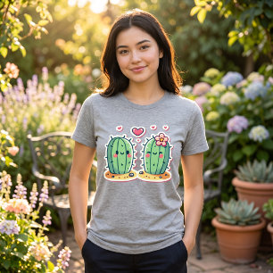 Niedliches Cactus Couple Design Tri-Blend Shirt