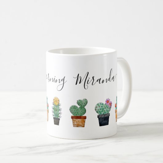 Niedliches Cactus Greenery Blume Kaffeetasse (VorderseiteRechts)